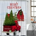 thumbnail image 4 of Christmas Shower Curtain Red Truck Christmas Tree Shower Curtains for Bathroom Decor, Red Christmas Barn For Christmas Decoration Bath Curtains Sets with Hooks Waterproof Small Stall Size 36" x 72", 4 of 6