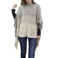 thumbnail image 5 of Styles I Love Womens Knit Two Tone Batwing Fringe Poncho Cardigan Pullover Cozy Sweater Wrap Jacket (Ivory), 5 of 6