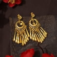 thumbnail image 3 of Ziurtnc 1 Pair Women Ear Clips Hollow Out Rhinestone Decor Bohemian Tassel Retro Ethnic Non-piercing Party Performance Dangle Earrings, 3 of 8