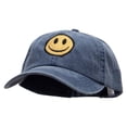 thumbnail image 2 of Smiley Face Embroidered Big Size Washed Pigment Dyed Cap - Navy XL-3XL, 2 of 5