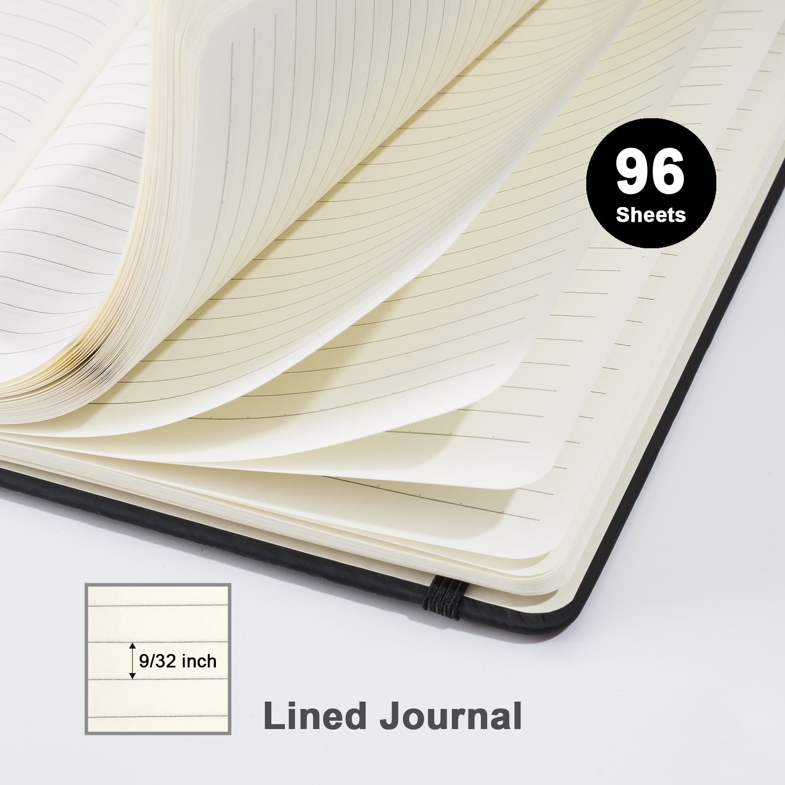Vivin 8 Pack Lined Journal Notebooks for Writing, 192 Pages, 5.5 x 8.3 inch, Hardcover, Black
