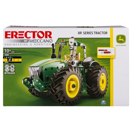Erector by Meccano John Deere 8R Tractor Building Kit with Working Wheels, STEM Engineering Education Toy For Ages 10 and