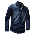 thumbnail image 2 of Fesfesfes Denim Shirt for Men Fall Winter Long Sleeve Shirt Men's Casual Gradient Denim Shirt Blouse, 2 of 7