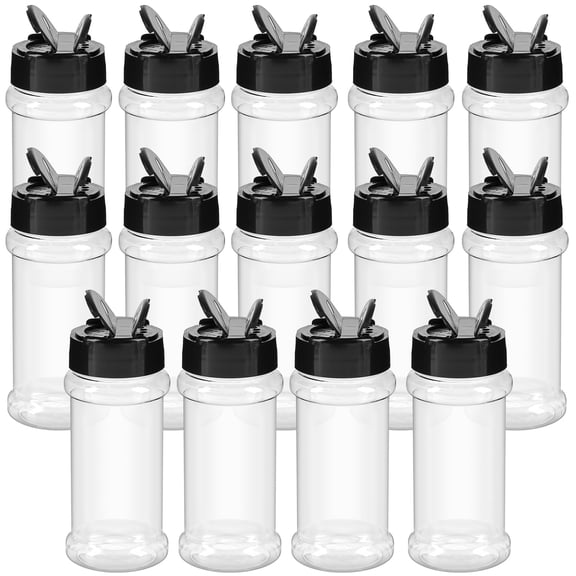 3 oz Clear Plastic Spice Containers 14 Pcs, Shaker and Pour Lids, BPA Free PET Jars for Herbs Seasonings Glitters, Includes Writable Labels