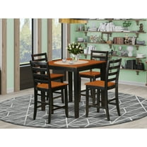 East West Furniture PBFA5-BLK-W Counter Height Pub Table & 4 Kitchen Dining Chairs, Black Finish
