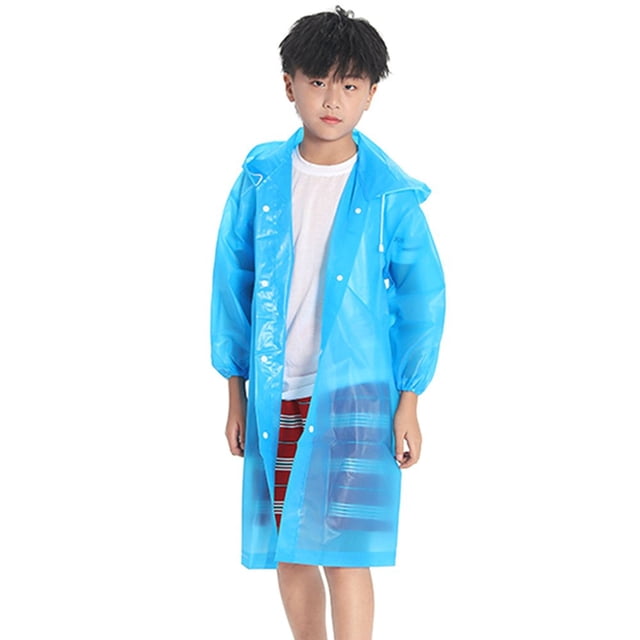 1 Pcs Imperméable Transparent pour Enfants Garçons Filles en EVA avec Capuche pour Extérieur