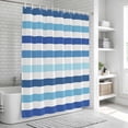 thumbnail image 5 of Ombre Blue White Striped Bathroom Shower Curtains with Hooks, Modern Minimalist Abstract Lines Waterproof Fabric Washable Shower Curtain for Home Hotel Bathtub Decor 36x72 Inch, 5 of 9
