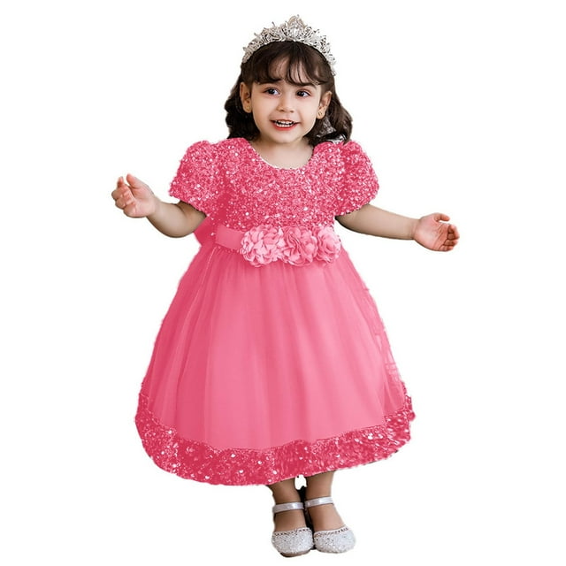 LOVZFMLL Robe d'Été à Manches Courtes pour Filles, Robe Décontractée et Confortable pour Enfants Moyens et Grands