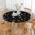 thumbnail image 3 of Cute Halloween Elements Pattern Round Fitted Tablecloth with Elastic Edge,Dining Table Cover Waterproof,Outdoor Round Tablecloth for Camping,Dining,Indoor and Outdoor, 3 of 7