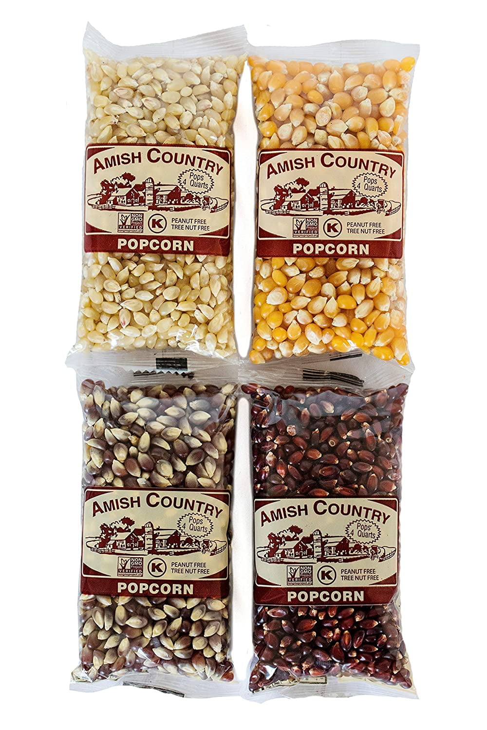 Amish Country Popcorn 4 4 oz Bags Popcorn Kernel Variety Sampler