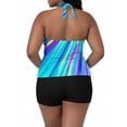 thumbnail image 6 of JSKUMAR Plus Size Women's 2 Piece Tankini Swimsuit Floral Graphic Adjustable Tie Top with Shorts Bathing Suits Athletic Swimwear (Sky Blue-1,4XL), 6 of 7