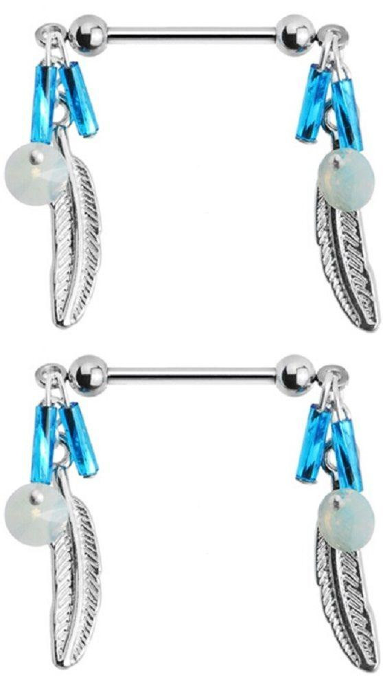 Nipple Shield Rings barbell barbells sold as a pair 14 gauge feather
