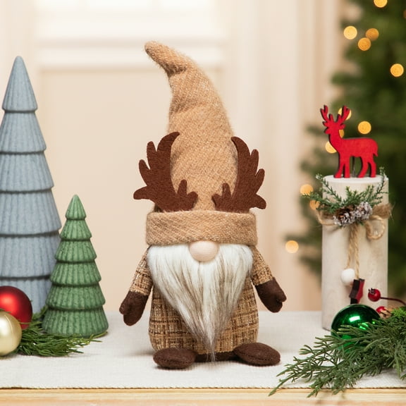 Plush Gnome with Moose Hat Fall Harvest Decoration - 11.75"
