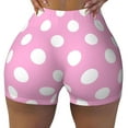 thumbnail image 2 of Daiia Pink And White Polka Dot Pattern Women's Workout Shorts Biker Shorts - High Waisted Workout Spandex Tummy Control Gym Running Yoga Shorts-Small, 2 of 8