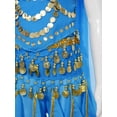 thumbnail image 6 of inhzoy Girls Indian Belly Dance Outfit Crop Top Ruffled Pants Hip Scarf Headscarf Festival Dancewear Sky Blue 7-9, 6 of 8