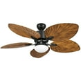 thumbnail image 5 of Dextrus 52in palm leaf ceiling fan with light and Remote, 5 Leaf Blades Energy-efficient tropical ceiling fan for Outdoor, Indoor - Brown, 5 of 8