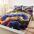 thumbnail image 3 of jejeloiu 3D Console Lovers Queen Sheet Sets,Modern Video Game Flat Sheet,Colorful Graffiti Artwork Queen Fitted Sheet For Men Women,Luxury Bedroom Decor,4-Piece, 3 of 7