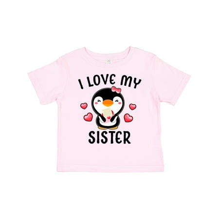 

Inktastic I Love My Sister with Cute Penguin and Hearts Gift Toddler Toddler Girl T-Shirt