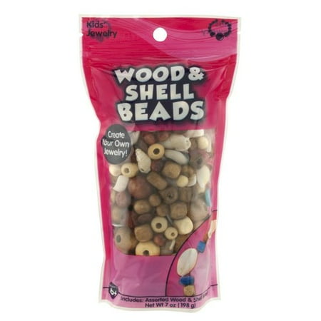 Kids Crafts Wood & Shell Beads, 7 oz