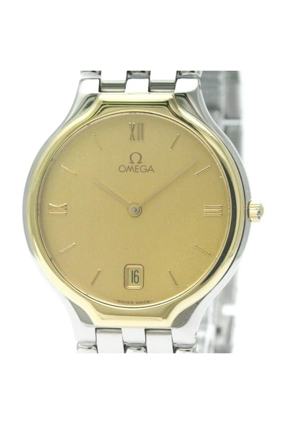 Pre-Owned Polished OMEGA De Ville K18 Gold Steel Quartz Mens Watch 196.0316 BF568332 (Good)