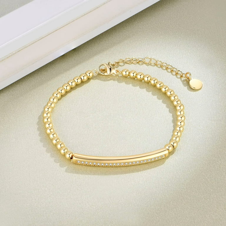  BRIJEWNES Mesh Link Chain Gold Bracelets for Women,Solid 925  Sterling Silver Clasp Gold Chain Bracelet for Women 4mm Gold Bracelet Gold  Jewelry for Women Gold Bracelets for Women 6.5 Inches 