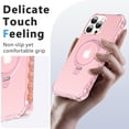 thumbnail image 2 of Allytechgroup Magsafe Compatible for Apple iPhone 16 Pro Max Case, [Include 1x Screen Protector] Matte Back Cover Magnetic Slim Fit Ring Holder Kickstand Bumper Case for Women Men, Pink, 2 of 6