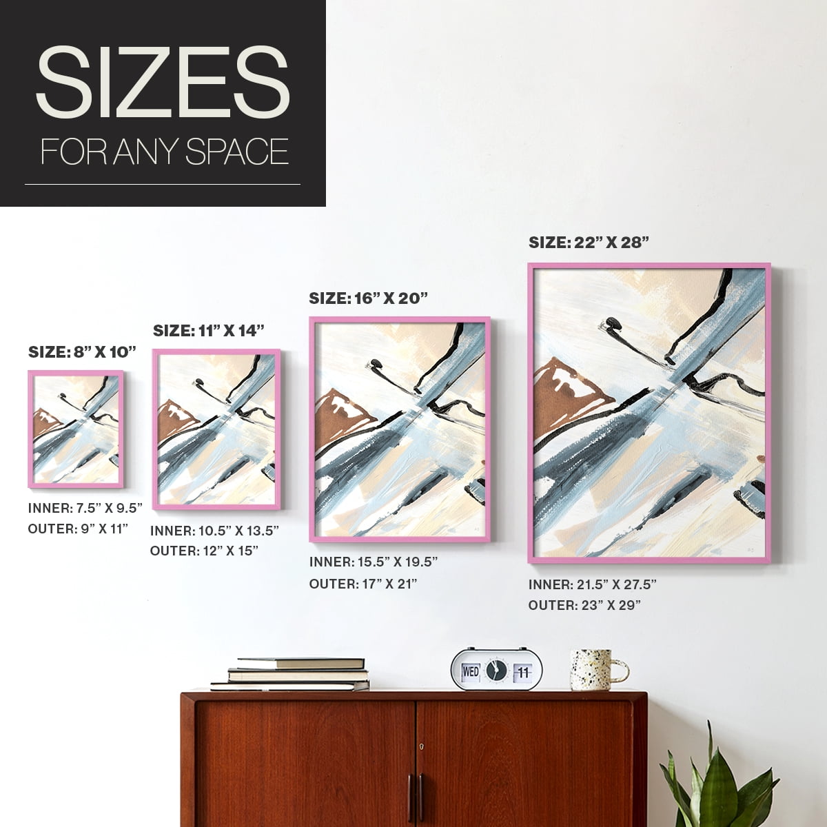 Dancing Wind Revisit I Framed Print in Pink Solid Wood Framed Print No Nail Hanging