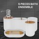 thumbnail image 2 of Juego de baño de bambú de 5 piezas, soporte para cepillo de dientes, vaso de vidrio, dispensador de jabón, jabonera, accesorios de baño, 2 of 8