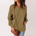 thumbnail image 4 of Kagetolytai Womens Tops Womens Casual V Neck Sweatshirt Loose Soft Long Sleeve Pullover Tops Solid Shirts With Side Pockets Plus Size Tops for Women Dark Green 3X, 4 of 7