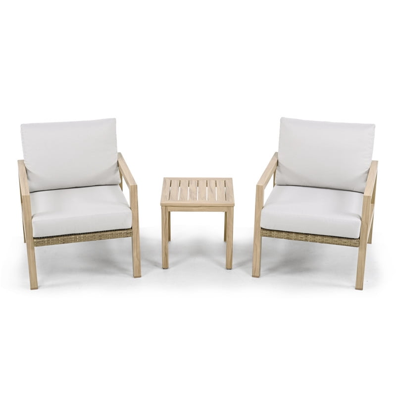 3Pcs 2 Arm Chairs & 1 Aluminum Small Coffee Table Chat Sets, Outdoor Dining Chairs with Cushions
