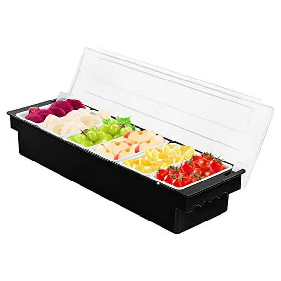 FEOOWV Freezer-Safe Condiment Caddy, Black ABS Plastic, 2.49 lbs, PC Cover White Inner Box PP