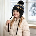 thumbnail image 5 of QHFBli Toddler Winter Knit Hat with Ear Flaps, Fleece Lined Beanie for Boys Girls Faux Pom‑Pom Trapper Hat, 5 of 5