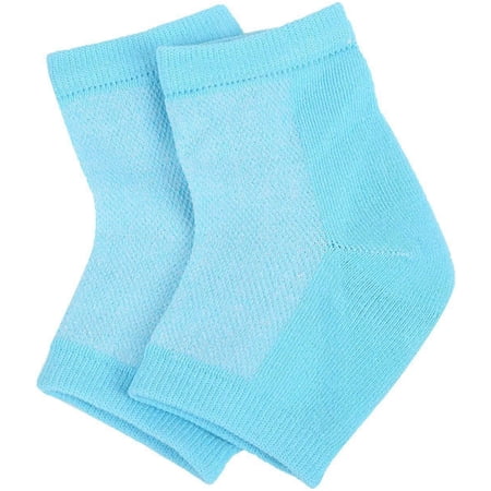 Moisturizing Heel Socks, 4 Pairs of Gel Lined Hydrotherapy Socks, Can Heal and Treat Dry and Cracked High Heels When You Sleep One Size fits All Blue