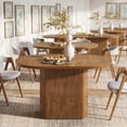 thumbnail image 3 of Fnova 47.24" Oval Dining Table, Wooden Kitchen Table for 4, Small Farmhouse Coffee Eating Table for Dining Room, Kitchen, Living Room, Brown, 3 of 9