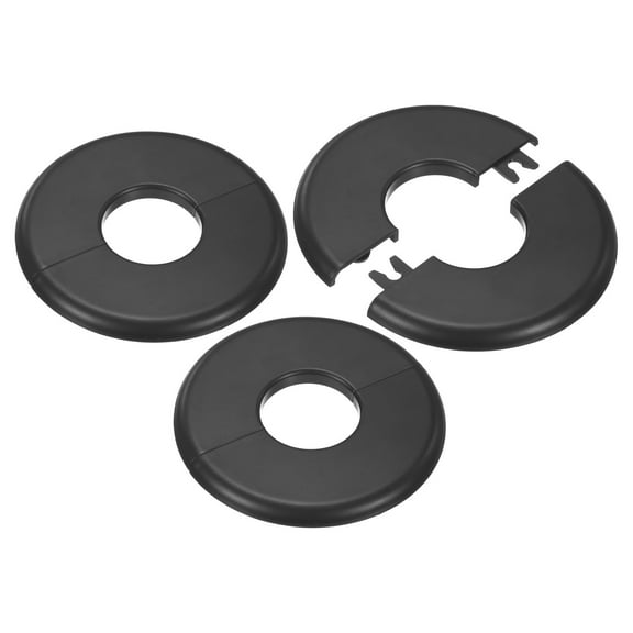 Uxcell 3-Pack Wall Split Flange, ABS Round Self-Adhesive for 32 mm/1.26 in Dia Pipe[Black,6.5mm/0.26in H]