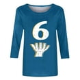 thumbnail image 4 of Cutuoiiu Women's Number 6 Number 7 Matching 67 Casual 3/4 Sleeve Round Neck Pullover Tops Gifts, 4 of 5