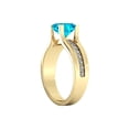 thumbnail image 3 of 14K Yellow Gold 4.20 ctw Blue Topaz Ring with Diamonds Bridge Channel set Princess, 3 of 7