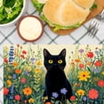 thumbnail image 3 of AshasdS Black Cat in Flower Garden Linen Table Mats Set of 4 12x18 inch for Spring Summer Home Table Decor, 3 of 5