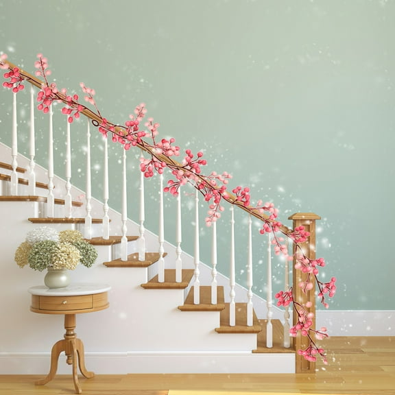 Darzheoy 6Ft Christmas Garland Artificial Holiday Hanging Garlands Christmas Vine with Red Berries for Stairs Wall Fireplace Mantel Indoor Outdoor Decor