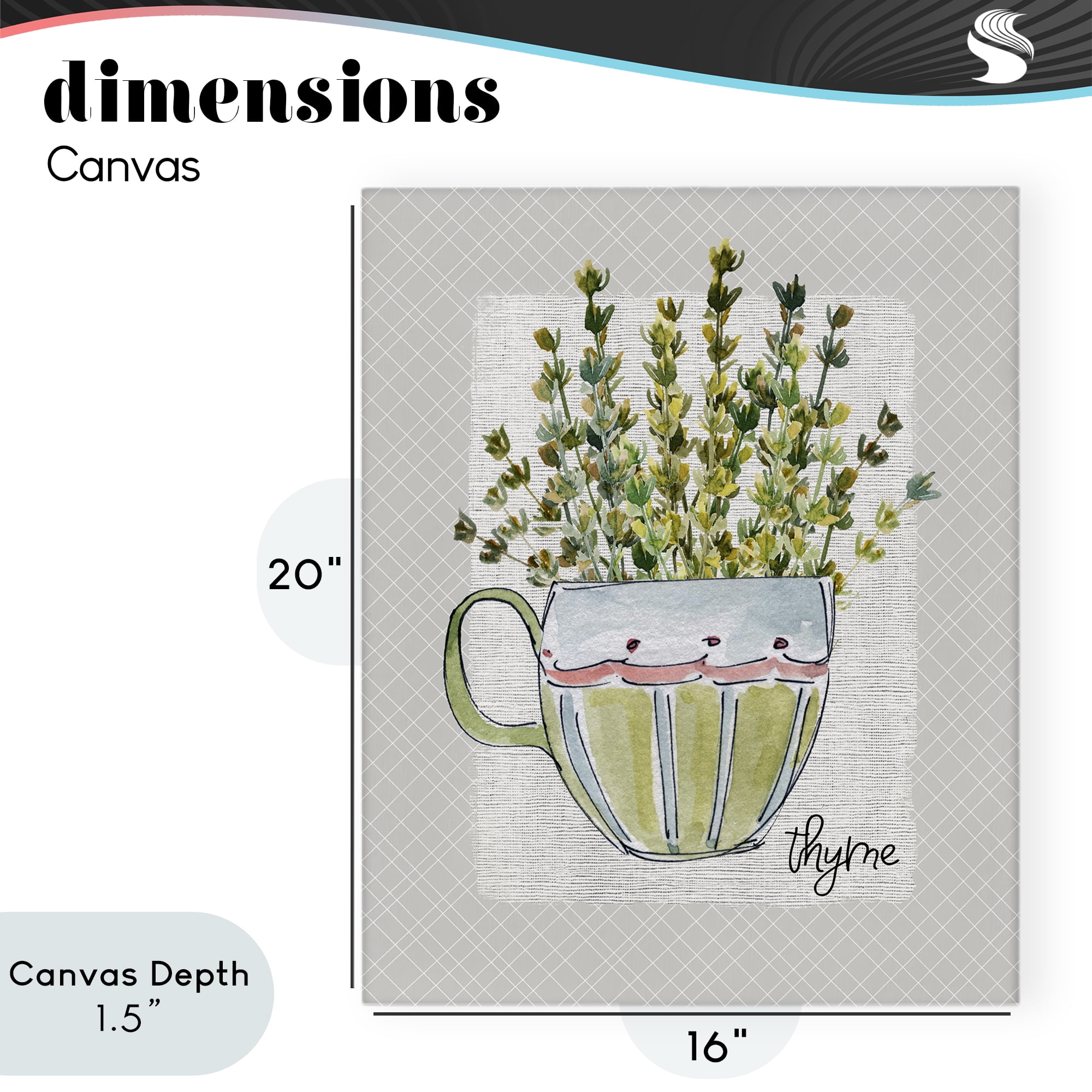 Stupell Industries Thyme Herb Mug Canvas Wall Art, design by Livi Finn