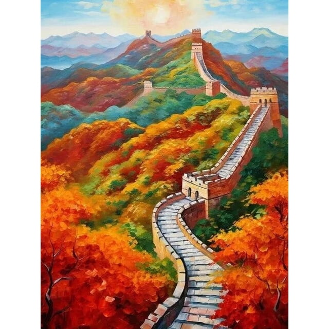 Pintura de diamante 5D DIY, nueva colección de la Gran Muralla, mosaico de taladro cuadrado/redondo completo, paisaje de árbol, diamantes de imitación, decoración del hogar WE1681