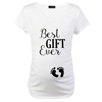 Fancyleo New Fashion Woman Maternity Dress Best Gift Ever Print Pregnancy Mother T Shirt Round Neck Short Sleeve Tee Shirt