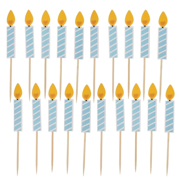 COSMOBETTY Cupcake Toppers with Candle Design for Birthday Decoration and Party Favors Made of Paper Assorted Color 50Pcs