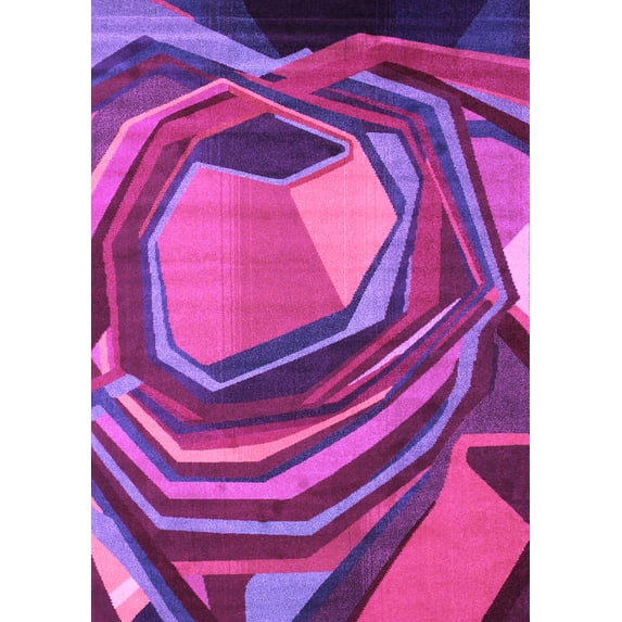 Ahgly Company Indoor Rectangle Abstract Purple Contemporary Area Rugs, 2' x 5'