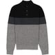 thumbnail image 4 of Suéter IZOD para hombre con botones y cuello alto simulado, color negro con bloques de color, talla XXL, 4 of 4