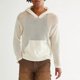 thumbnail image 3 of Sudadera con capucha para hombre, color blanco, transpirable, diseño recortado, informal, de manga larga, sudadera con capucha, Top con bolsillo para otoño, 3 of 6
