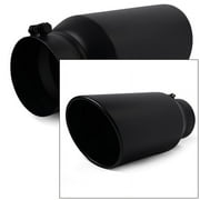 Universal Diesel Truck Angled Black 15 inch Bolt On Exhaust Tip 4 In 6 Out Stainless Steel