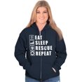 thumbnail image 3 of Eat Sleep Rescue Repeat Firefighter Zip Up Hoodie Men's Women's Brisco Brands S, 3 of 6