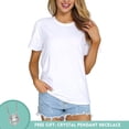 thumbnail image 4 of Women's Heavyweight 100% Cotton 12-Color Drop Shoulder Crew Neck T-Shirt, 4 of 13
