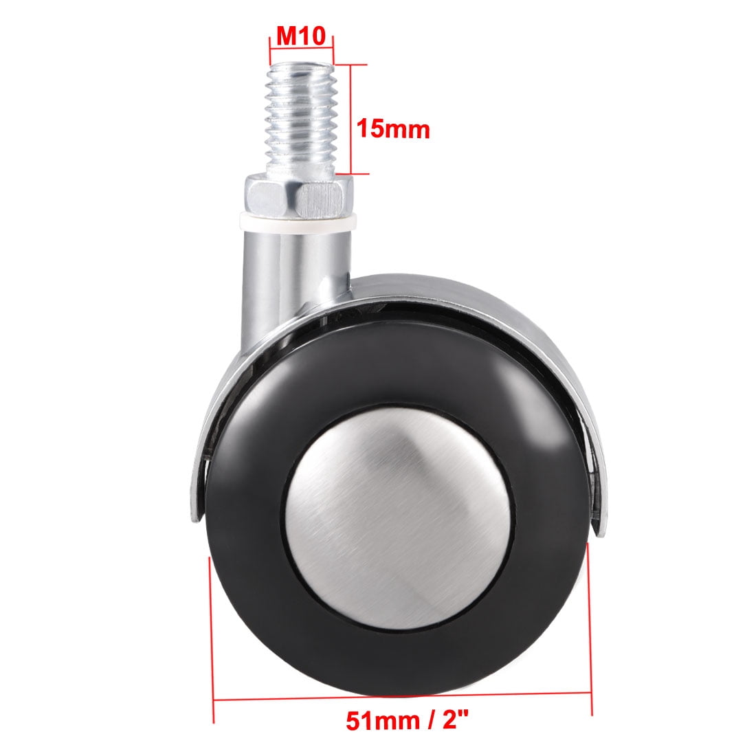 Office Chair Casters 2" Twin Wheel M10x15 Threaded Stem Swivel 5pcs